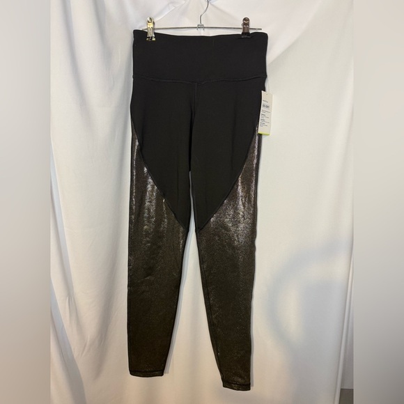 Old Navy Women’s Black and Silver High-Waisted Leggings Size Small - Picture 1 of 4